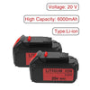 2PACK 6.0Ah DCB205 Battery Replacement for Dewalt 20 Volt Battery DCB200 DCB206 DCB206-2 DCB204 DCB204BT-2 DCB203 DCB201