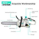 LiTHELi 40V 14 inches Cordless Chainsaw with Outrunner Brushless Motor, 2.5AH Battery and Charger