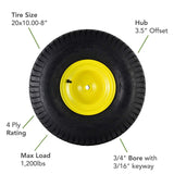 MARASTAR 21423 20x10.00-8 Rear Tire Assembly Replacement for John Deere Riding Mowers