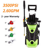 Homdox 3500 PSI Electric Pressure Washer, 2.60 GPM 1800W Professional Power Washer with 4 Nozzles (Green)