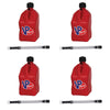 4 Pack VP 5 Gallon Square Red Racing Utility Jugs with 4 Deluxe Filler Hoses