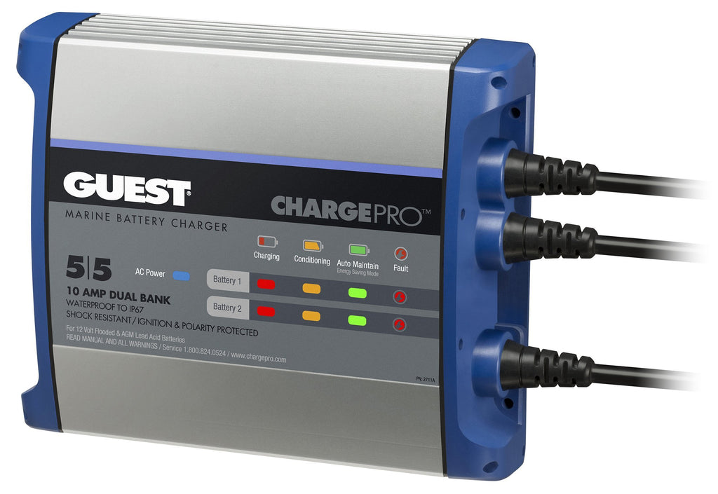 Guest 2711A ChargePro On-Board Battery Charger 10A / 12V, 2 Bank, 120V Input